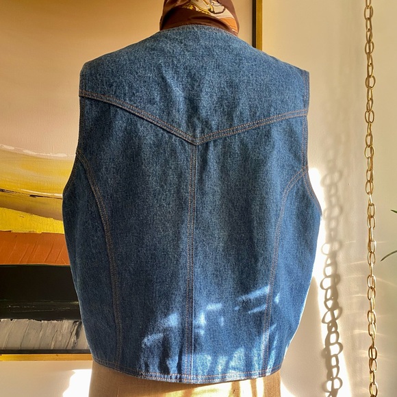 VTG 70s Western Denim Vest - Picture 3 of 11